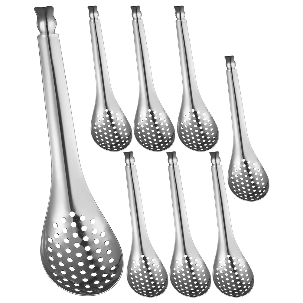 

8 шт. ложки икра дуршлаг горячий горшок маленькие инструменты шведский стол хлопья серебро бытовые с прорезями