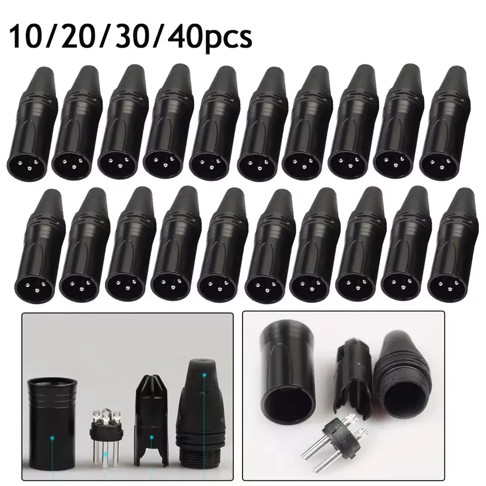10/20/50pcs XLR DMX 3 Pin Microphone Audio Cables Plug Connectors XLR Male Female Adapter Mic Plug Cable Connectors for Speaker