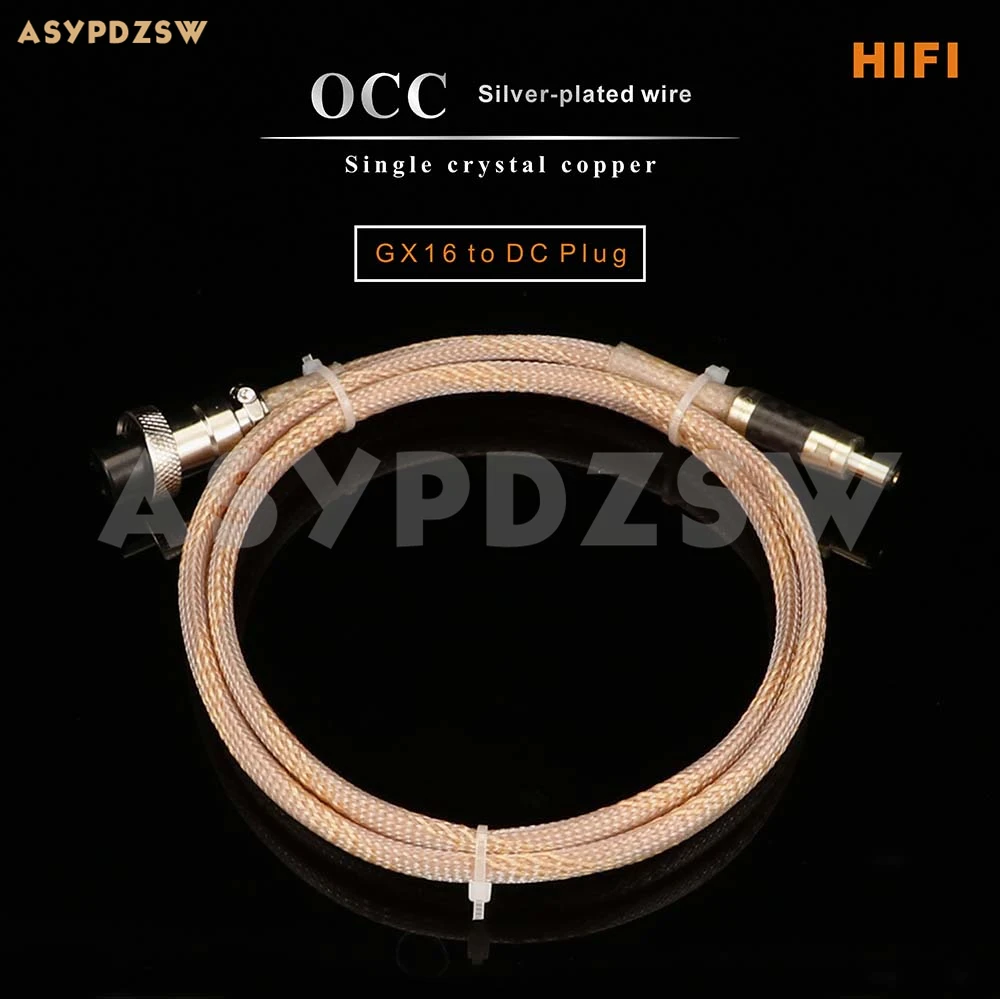 

1.2M HIFI OCC Single Crystal Copper Silver-plated Wire GX16 To DC Plug Linear Power Supply Cable