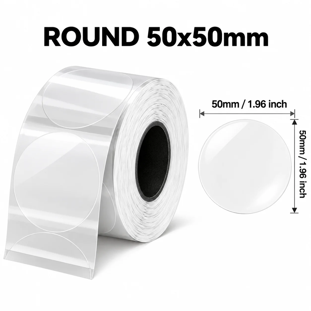50x50mm Round Transparent Thermal Labels, Oil-Resistant Self-Adhesive Refills for P50 M110 M221, Halloween and Christmas Gifts