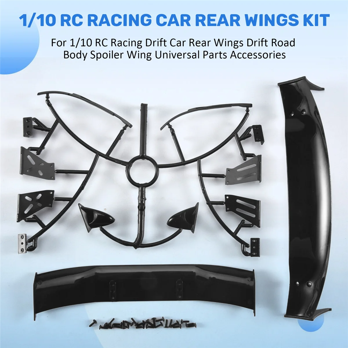Melhor para 1/10 rc racing drift carro asas traseiras deriva estrada corpo spoiler asa peças universais acessórios