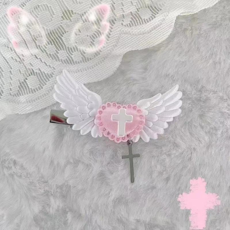 Girls Angel Wing Hair Clip Cute Bowknot/Heart Cross Hairpin Modern Hairs Barrette for All Ages Eye Catching Headwear