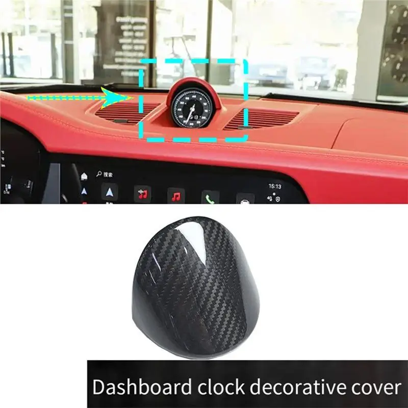 Durable-Real Dry Carbon Fiber Car Gauge Pod Dashboard Center For 911 992 2019-2024 Stopwatch Cover Trim Accessories