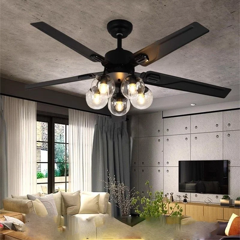 Modern Restaurant Ceiling Fan Lamp Simple DC Motor Ceiling Fan With Light Remote Control Retro Fan For Living room Home Decro