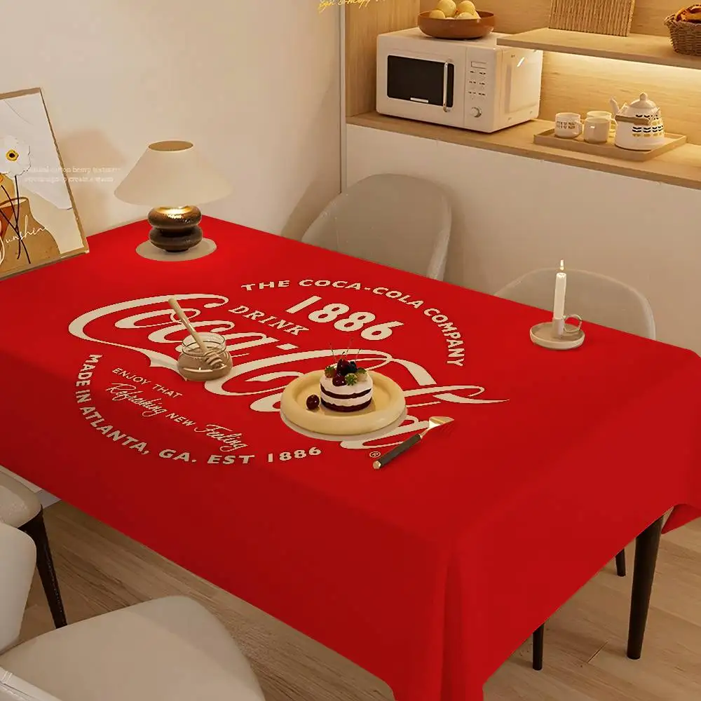 C-Coca C-cola Vintage Logo Waterproof And Oil-proof Tablecloth Bedside Table Dustproof Decorative Cloth Living Coffee Tablecloth