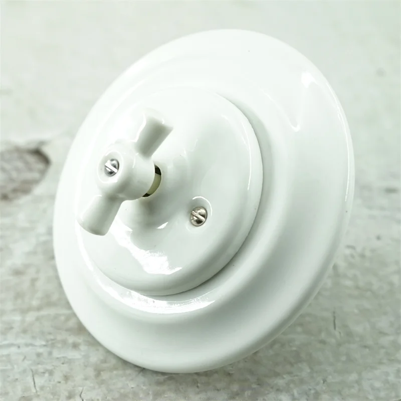 Interruptor de Luz de Parede de Cerâmica Porcelana Montagem Nivelada Gangue Forma Dupla Moderno 250v10a 10a
