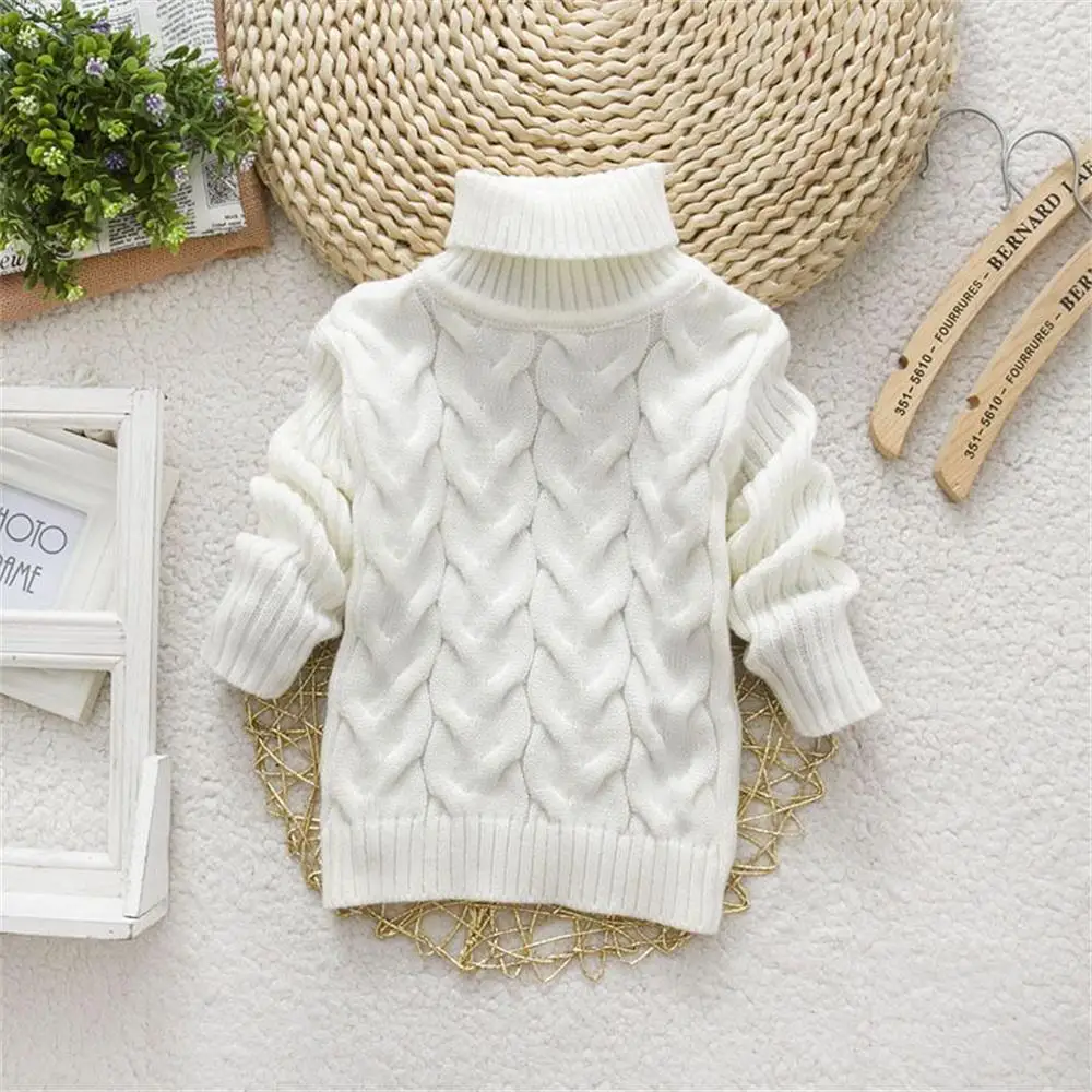 Children Sweaters Autumn Winter Turtleneck Baby Kids Clothing Plus Velvet Bottoming Sweater Korean Baby Boys Warm Sweaters 3-10Y