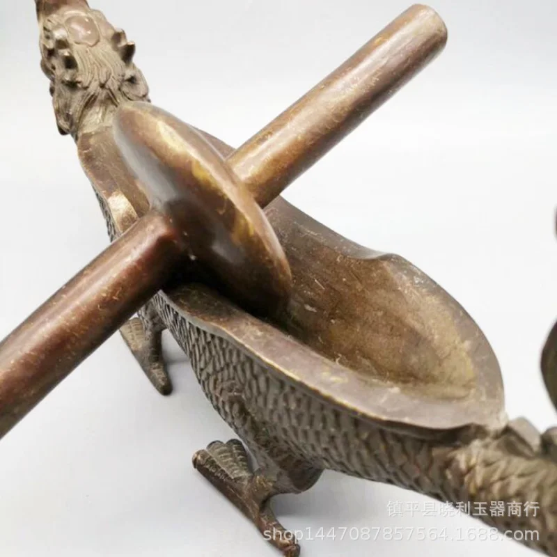 Dragon Head Twist Ornament Traditional Chinese Pharmacy Medicine Mortar Antique Copper Metal Craft