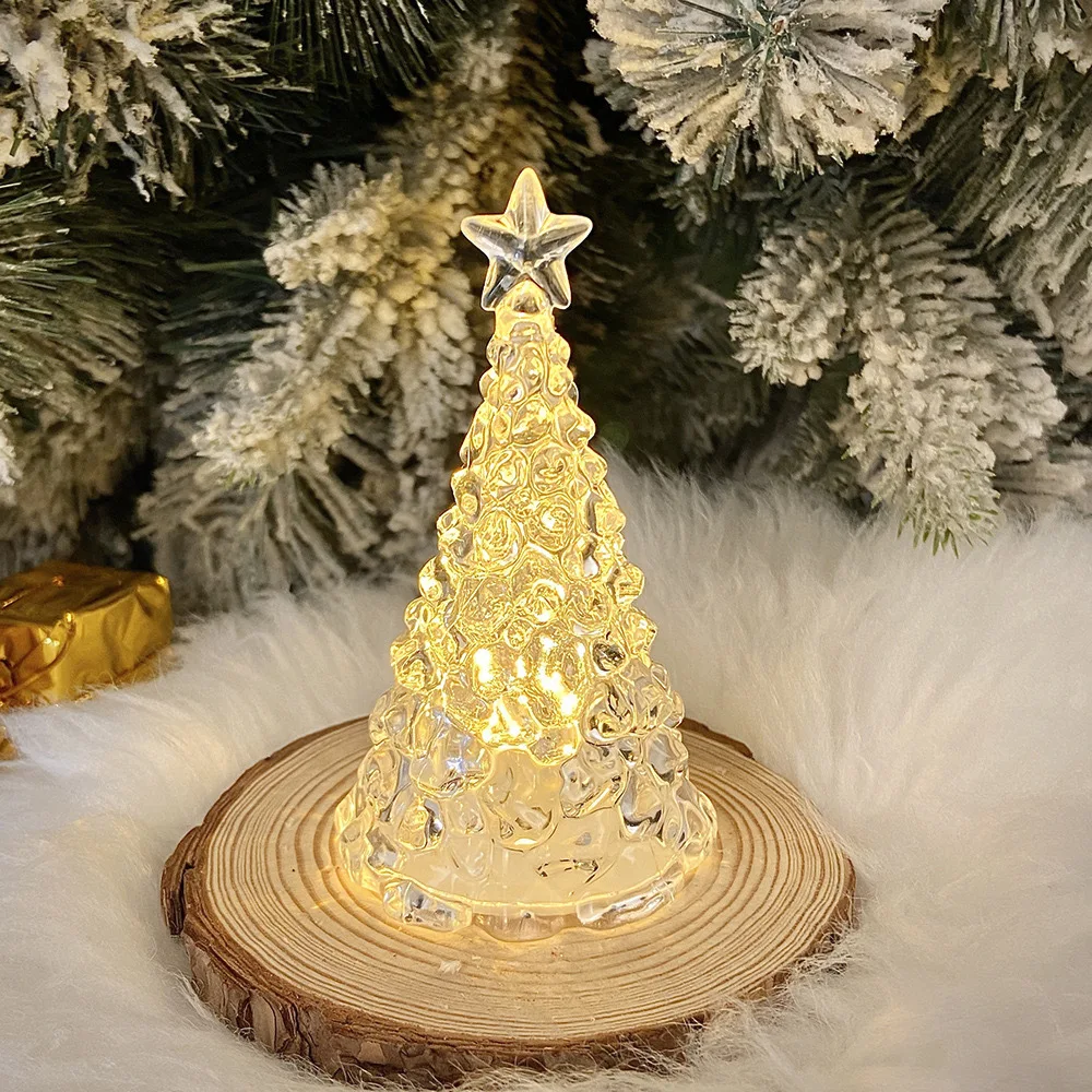 

Christmas Decoration Ambiance Light Colorful Five-pointed Christmas Tree Transparent Bedside Table Nightlight