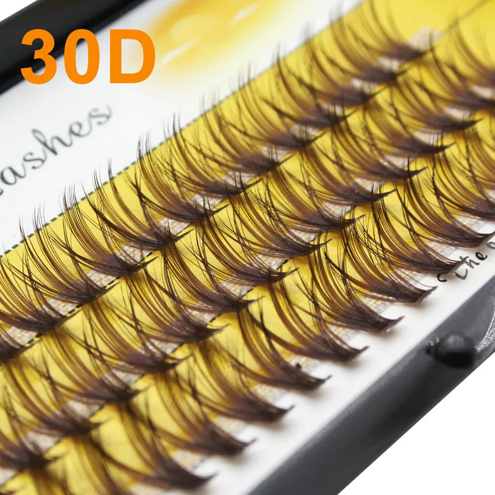 New Models 3D Volume Brown Hand Made Silk 20D/30D Individual Cluster Eyelashes Extension Natural  Mink Lashes Soft