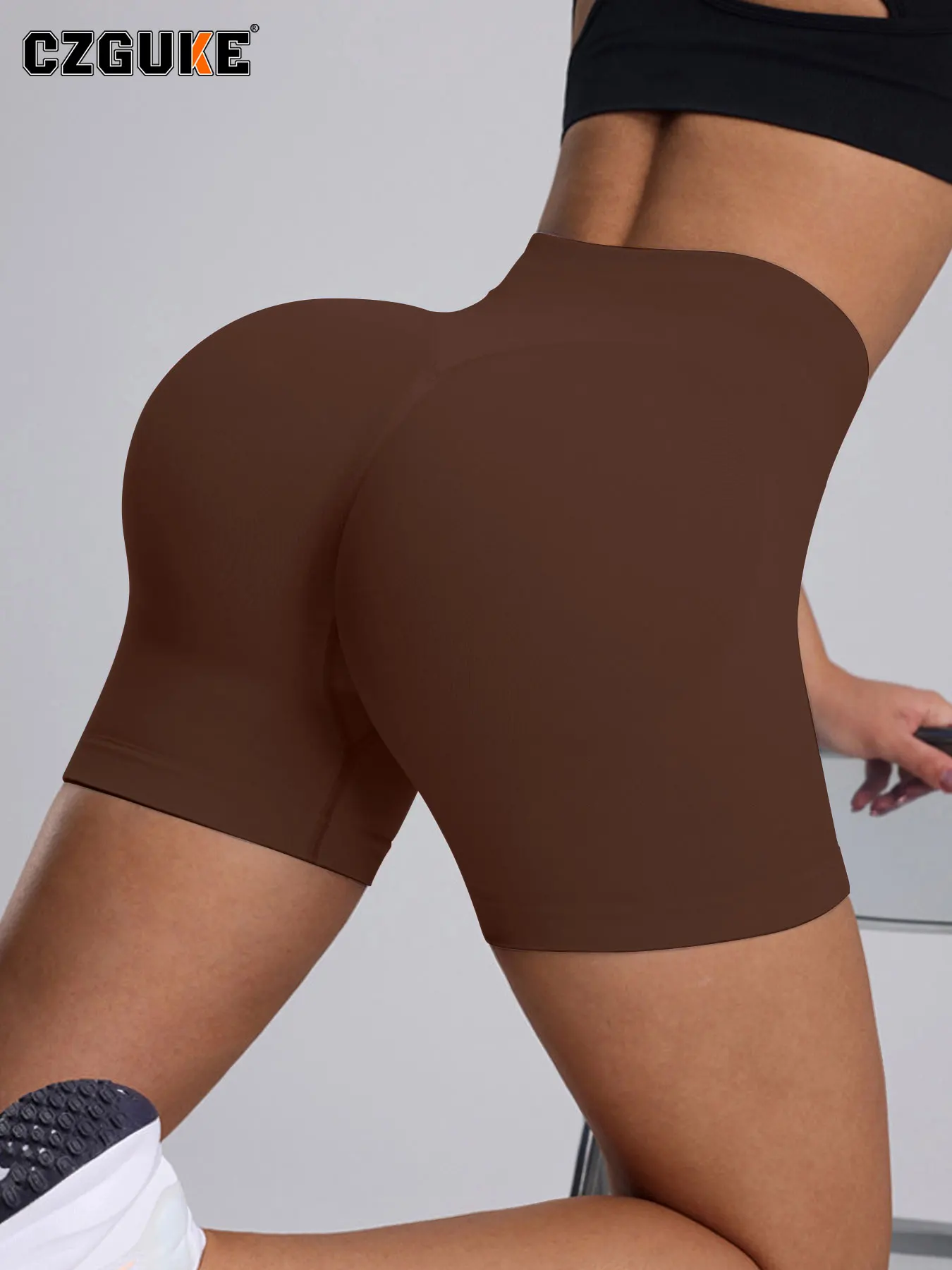 AliExpress CZGUKE Women's 4.5-inch Fitness Shorts Seamless High Waist Yoga Shorts Hip Lifting Bicycle Sports Shorts Push Up Tight Shorts