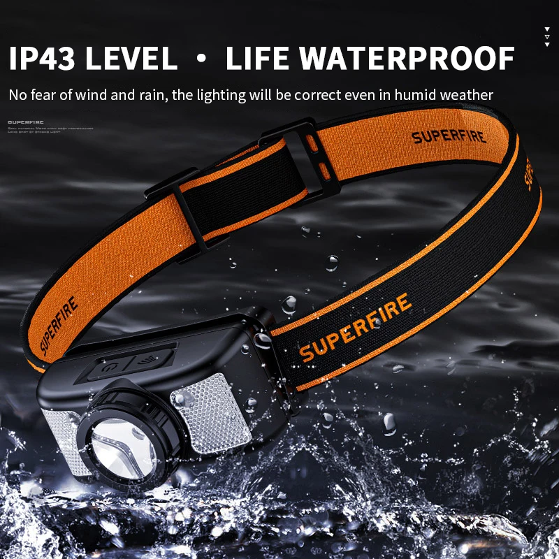 SUPERFIRE HL91 400LM LED Sensor Zoom Head Flashlight USB-C Rechargeable Head Lamp Fishing Waterproof Super bright campingLantern