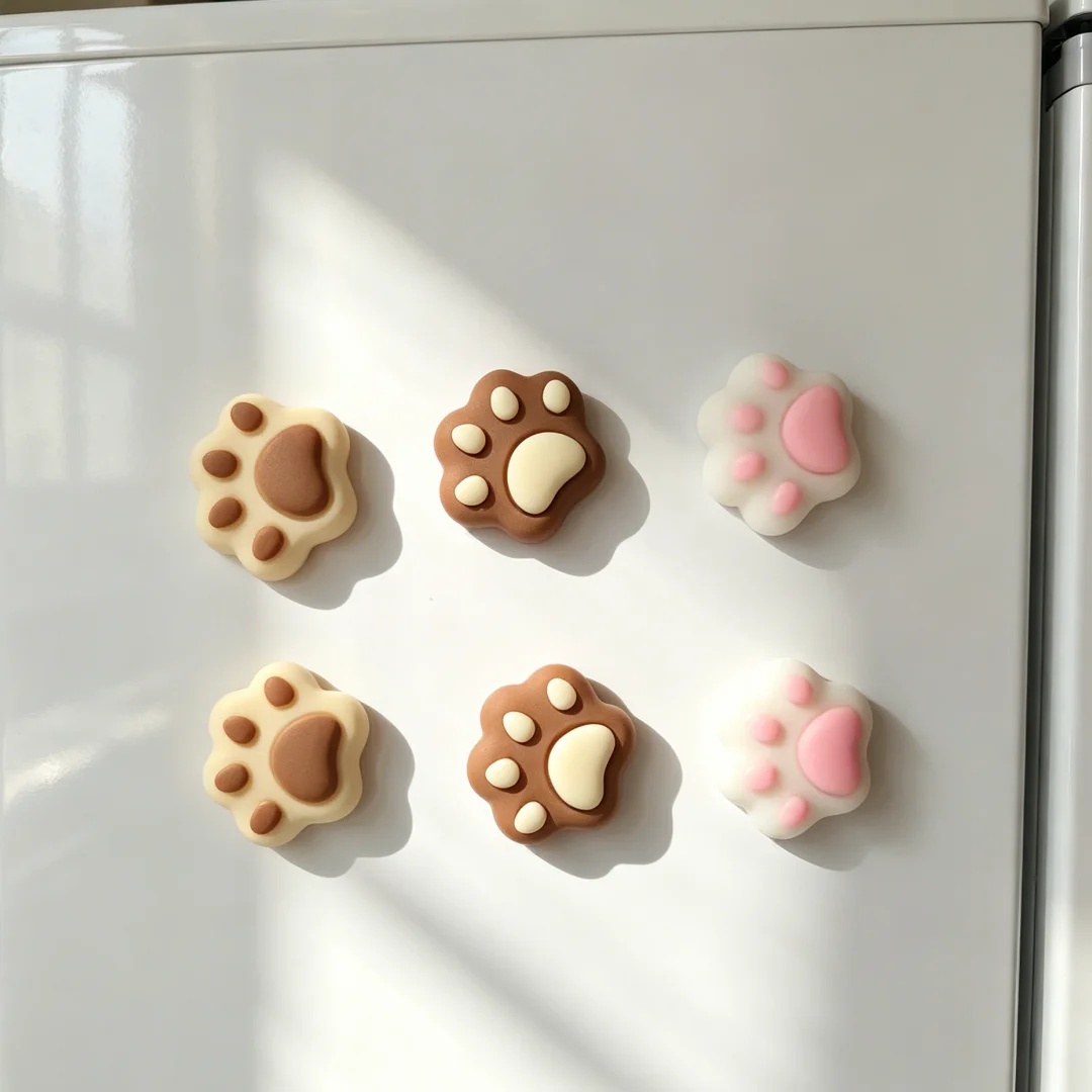 6Pcs Cat Paw Shaped Magnets, with Strong Magnetic Attachment, Used to Secure Sticky Notes and Photos, Adding a Cute Atmosphere to the Refrigerator, a Must-Have Fridge Magnet for Cat Lovers