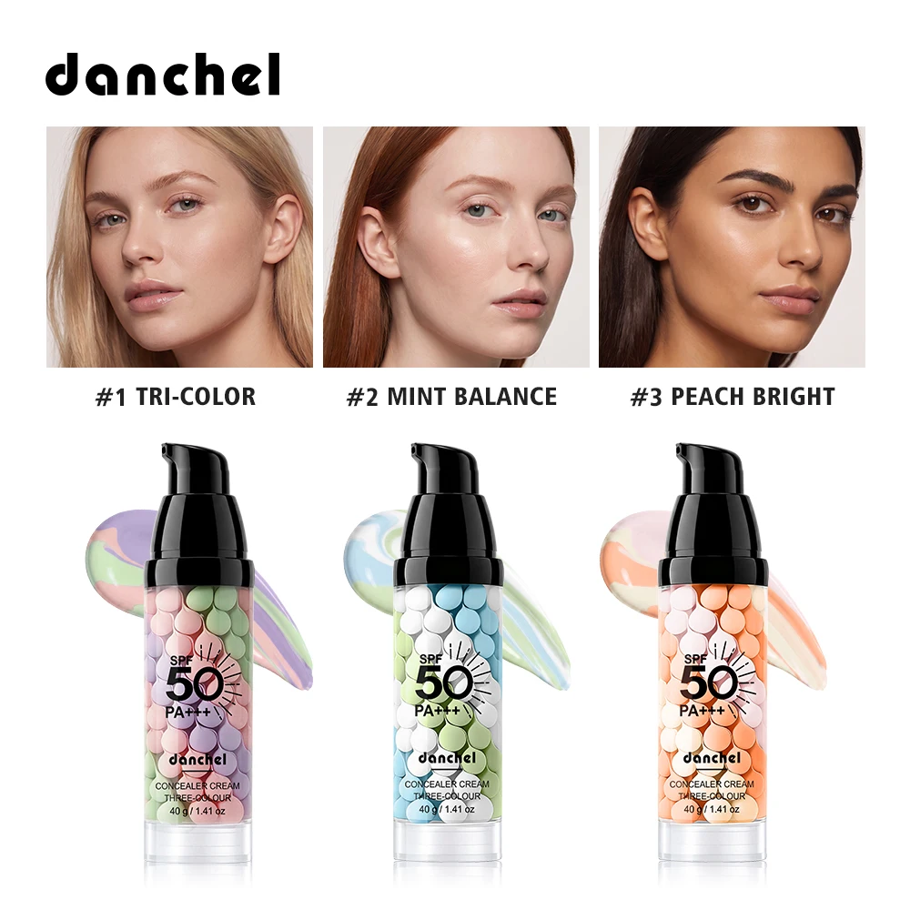 3-Color Color Correcting Concealer Cream Hydrating Oil Control Long Lasting Makeup Primer Brighten Even Skin Tone Makeup Base
