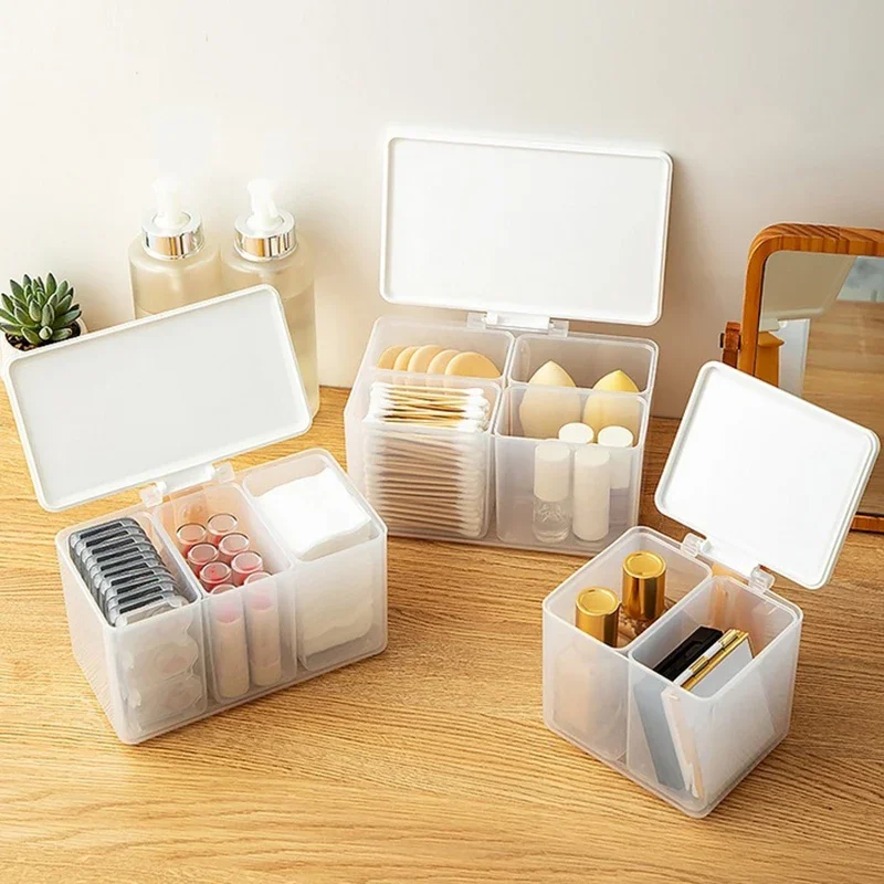 Portátil 2/3/4 grades vazios caso de armazenamento limpar almofadas cotonete hastes ferramentas de maquiagem recipiente caixa de armazenamento