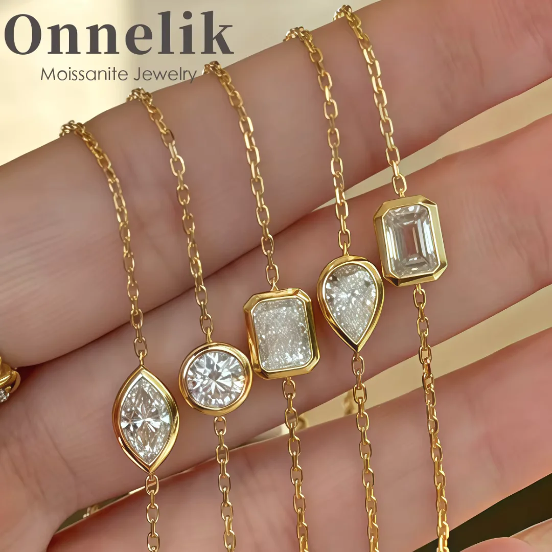 

Элегантный браслет Onnelik D цвета с муассанитом, стерлинговое серебро 925 пробы, позолота 18 карат для женщин, подарки на день рождения, годовщину