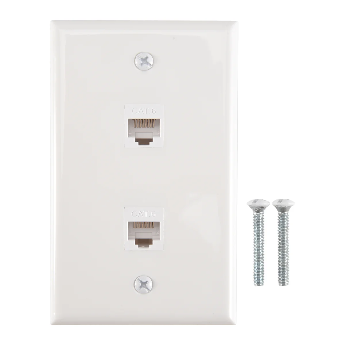 

SCLS 1 Pack 2 Port Ethernet Wall Plate, Cat6 Female to Female Wall Jack RJ45 Inline Coupler Wall Outlet, White