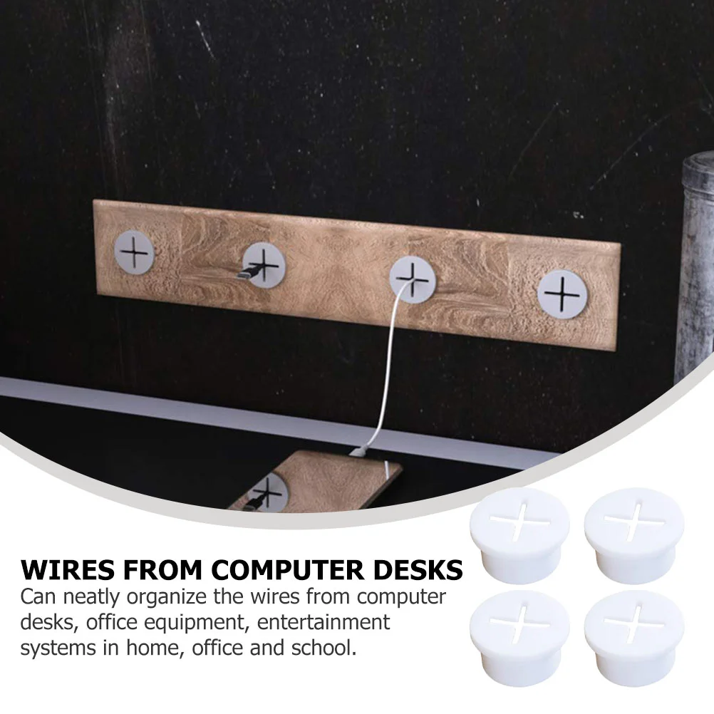 8 Pcs Washers Silicone Cable Hole Cover Desk Cord Organizer Grommet Wire Electric White Furniture