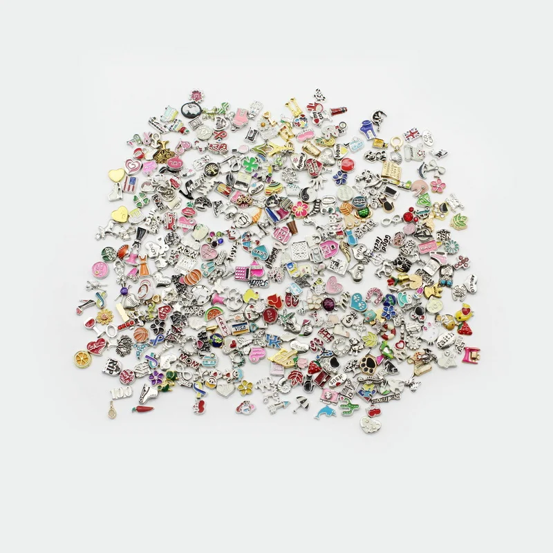 Mix Random 100pcs Different Style Floating Charm Fit Glass Memory Lockets DIY Jewelry Accessory