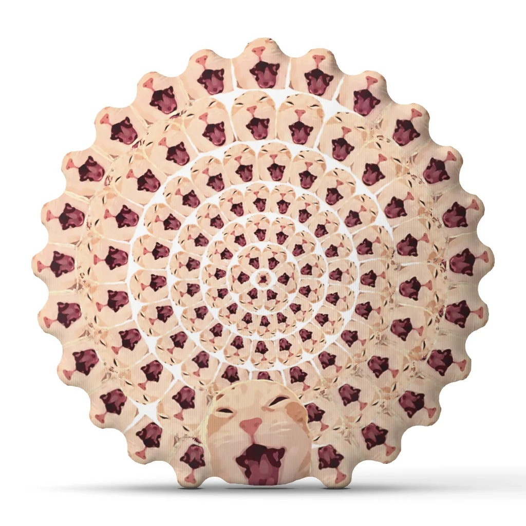 Funny Laughing Cat Mandala Meme Reaction Plush Pillow Cushion Irregular Stuffed Throw Pillows for Home Decor Gift Sofa Couch Bed