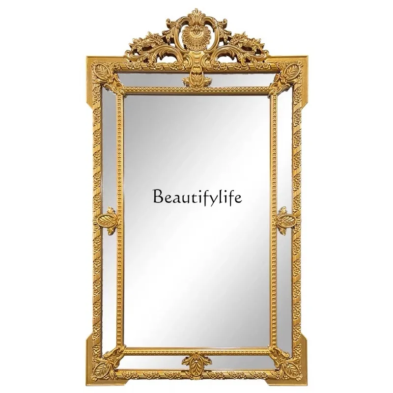 

European special-shaped bathroom vanity mirror, French retro entrance bedroom vanity mirror