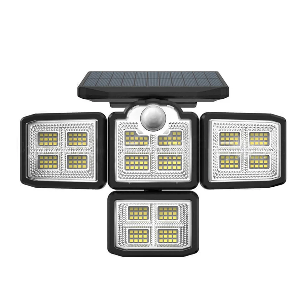 New Solar Light Four-Head Rotating Split 192led198cob Wall Light With Adjustable Head Safety Floodlight Waterproof Sensor Light