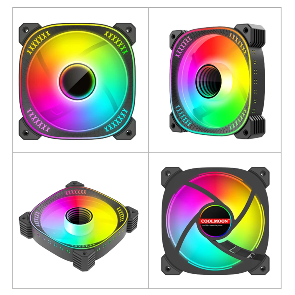 COOLMOON 120mm RGB ARGB Fan Cooler PWM 6PIN 5V ARGB Ventilateur PC Computer Cooling Case Radiator for Desktop PC Case CPU Cooler