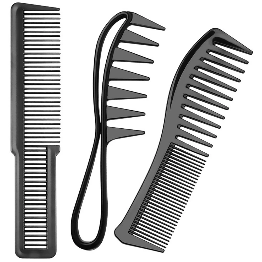 

3PCS/1SET Wide Tooth Curl Comb Detangling Comb Texture Comb For Curly Wet Wavy Thick Hair Wigs Salon Barber Hairstyle Tool