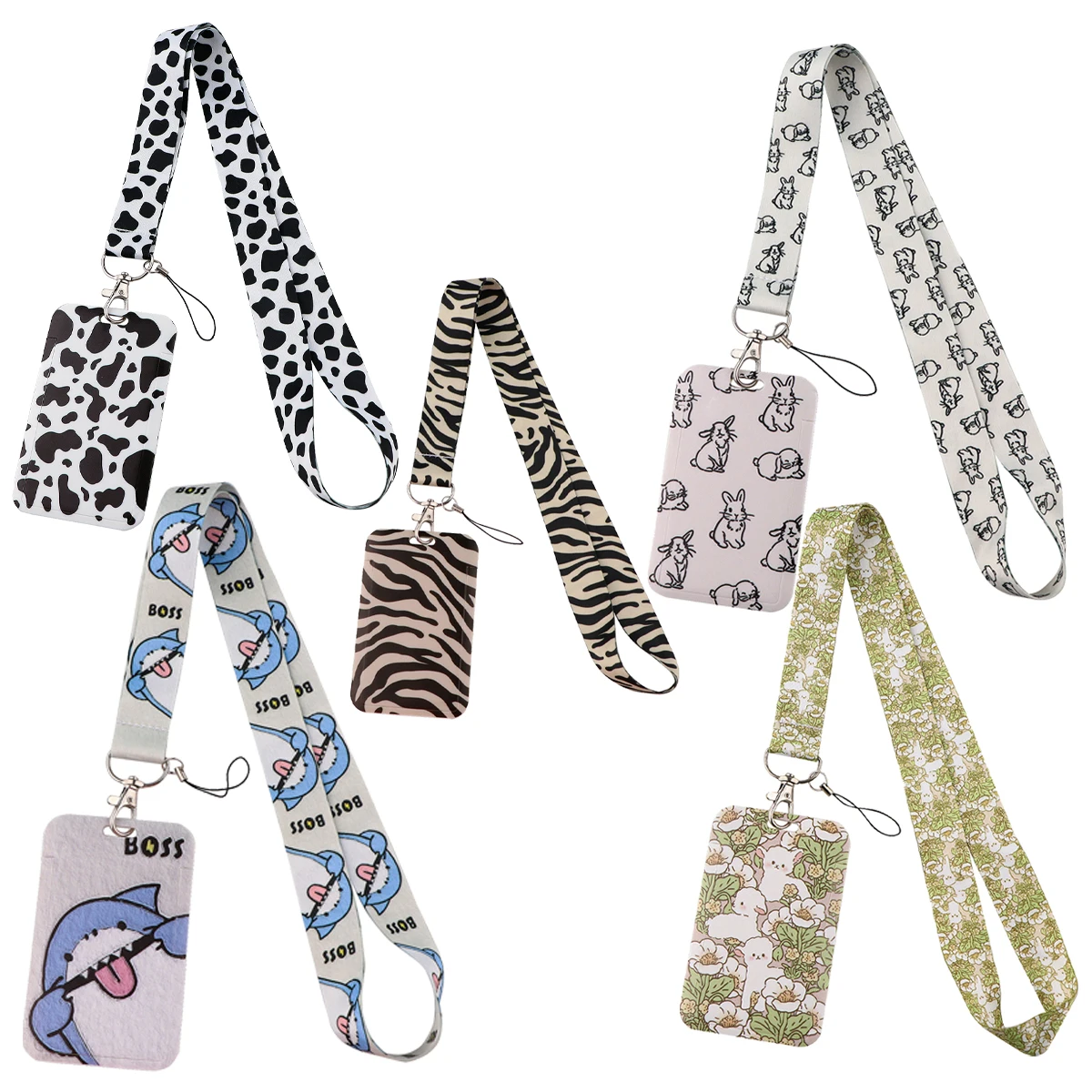 

Cute Rabbit Shark Lanyard For Keys ID Credit Bank Card Cover Badge Holder Phone Charm Key Lanyard Keychain Accessories