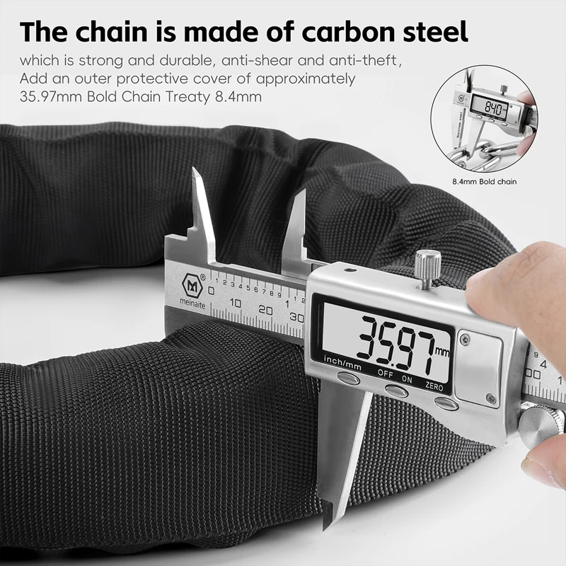 WEST BIKING Bicycle Chain Lock Carbon Steel 4 Digit Password Lock Outdoor Anti-Theft Scooter Bike Chain Lock Bike Accessories
