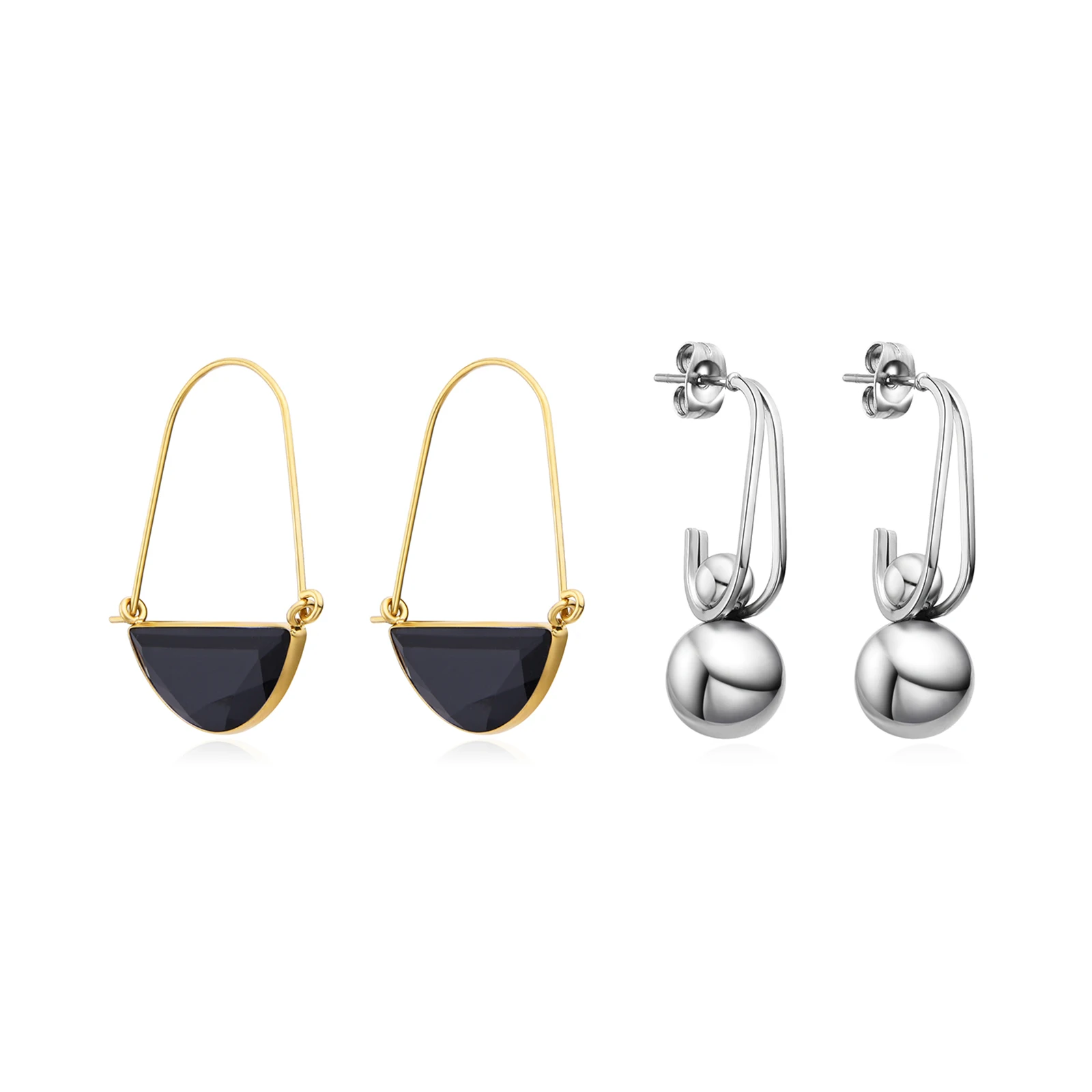 Lapis/Rose Quartz/Black Onyx/Agate Stones Dangle Drop Earrings for Women,Stainless Steel Gold Plated Threader Hoop Earrings