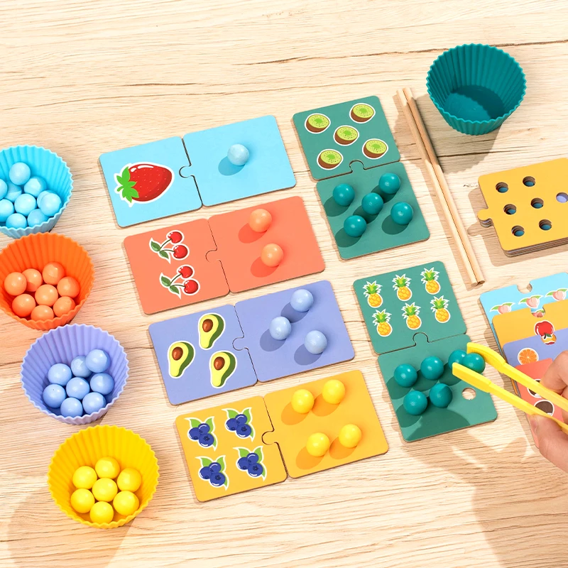 Wooden Digital Fruit Clip Beads Calculation Game For Children Arithmetic Thinking Concentration Training Educational Toys