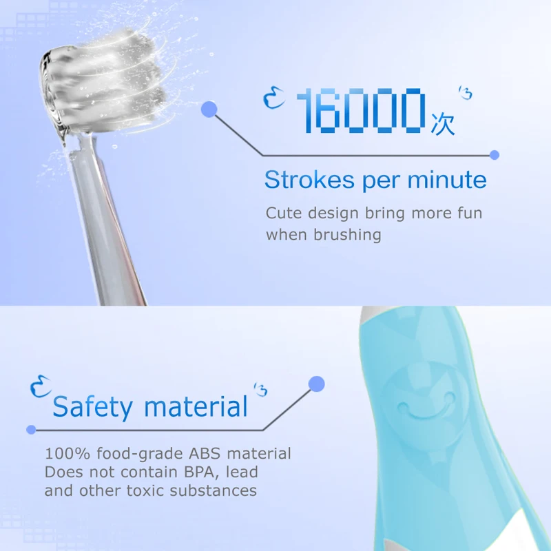 Seago Toothbrush for Kids Sonic Clean Teeth with Soft Brush for Kids IPX7 Waterproof with Extra Brush Heads