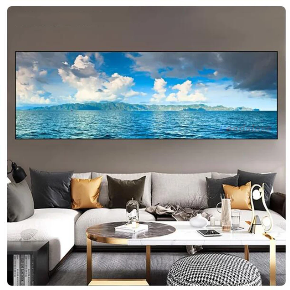 Natural Sky Cloud Sunset Sea Landscape Large 5D Diy Diamond Painting Full Rhinestones Cross Stitch Mosaic Kit Home Wall Art W134