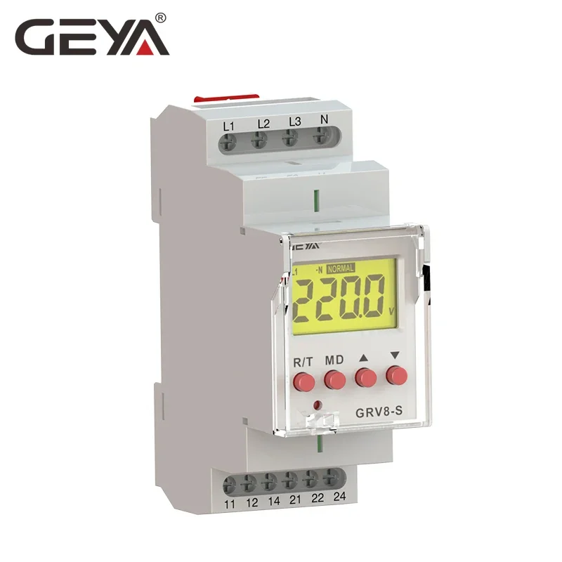 GEYA GRV8-S LCD Digital Display Voltage Relay 8A 2SPDT Monitoring Phase Sequence Relay 2CO