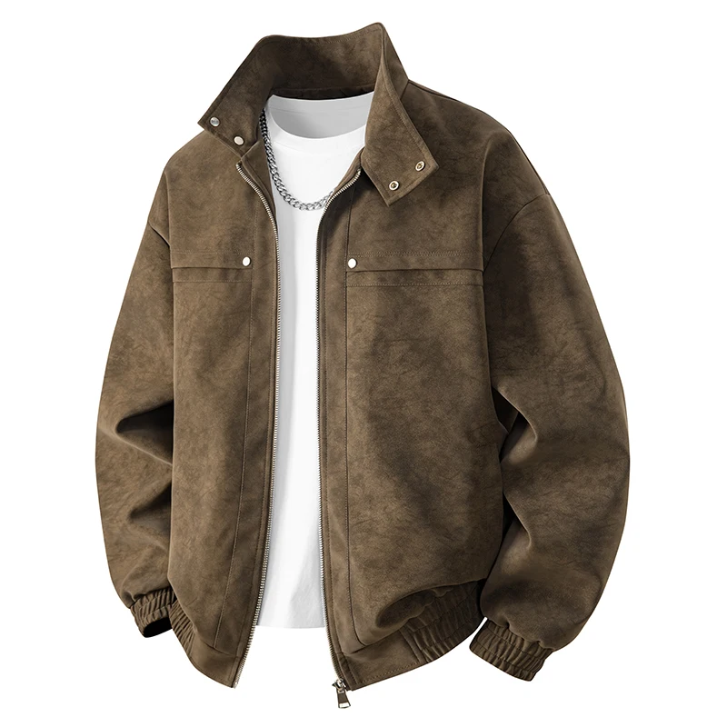 Trendy Brand 2026 Autumn New Item, Old Money Style Stand Up Collar PU Leather Jacket, Men's Cool and Versatile Jacket