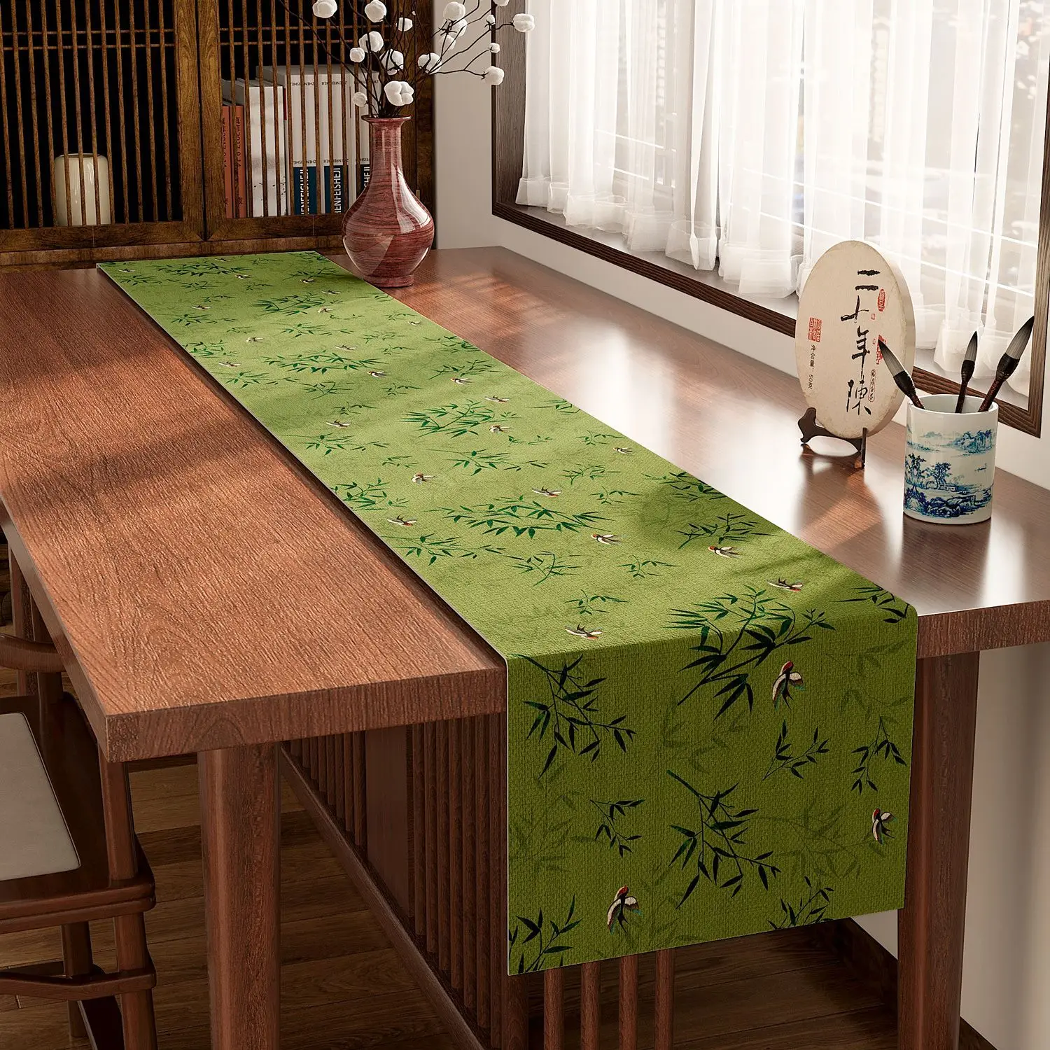New Chinese-style Zen-inspired tea set tablecloth, traditional Chinese style high-end desk cloth, long strip waterproof tea tabl