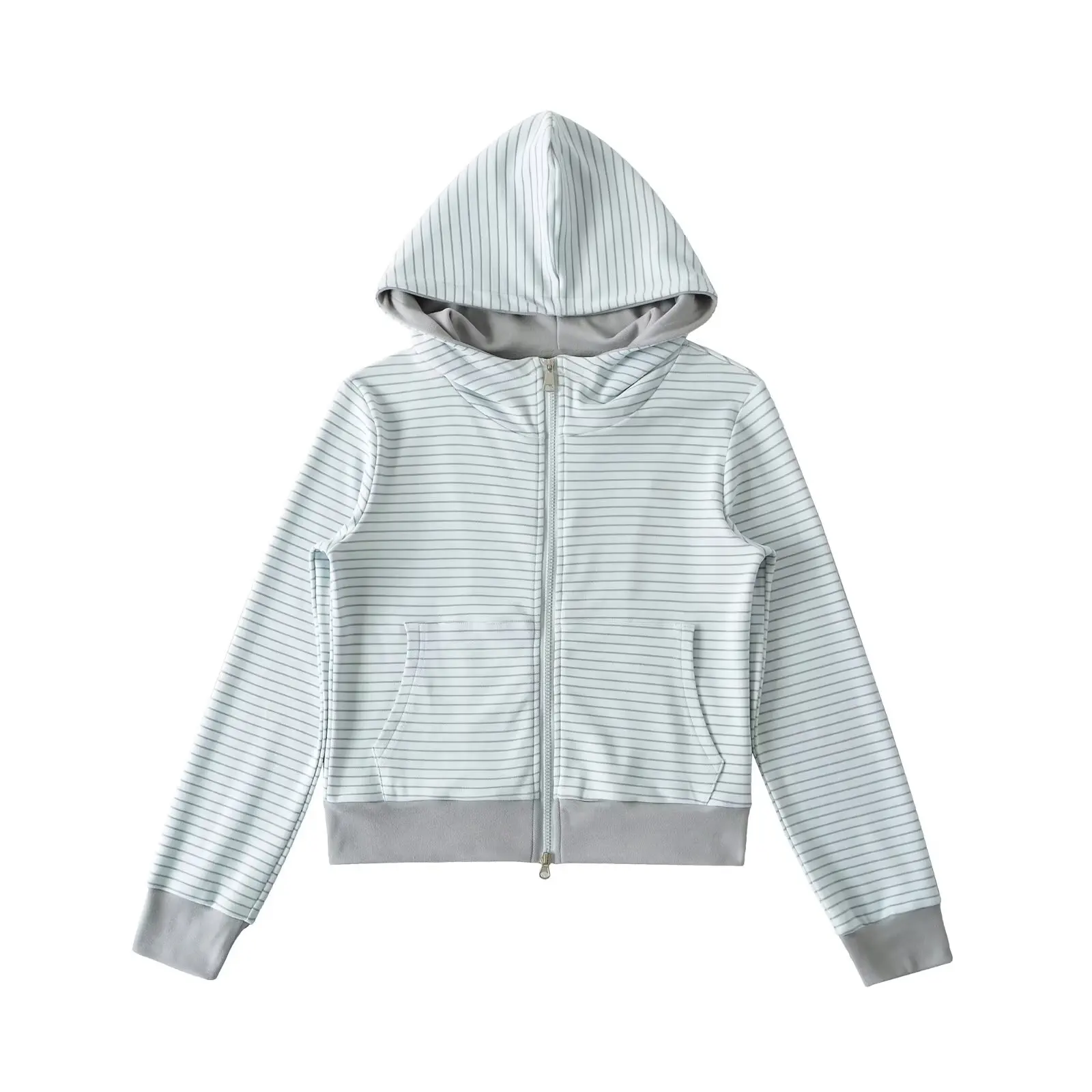 เสื้อฮู้ดผู้หญิงสไตล์เรโทรอเมริกัน แขนยาว ลายทาง ทรงเข้ารูป เสื้อคลุมคาร์ดิแกน สวมใส่สบายๆ สำหรับฤดูใบไม้ร่วง