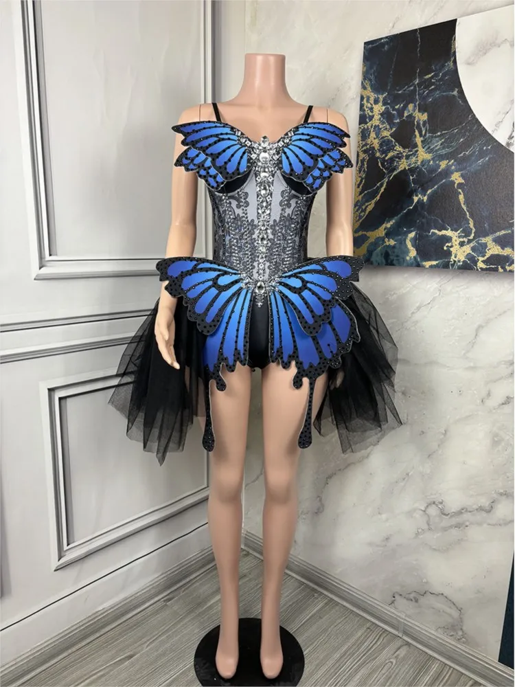 New Sexy Rhinestones Butterfly Nightclub Singer Dance Costume For Women