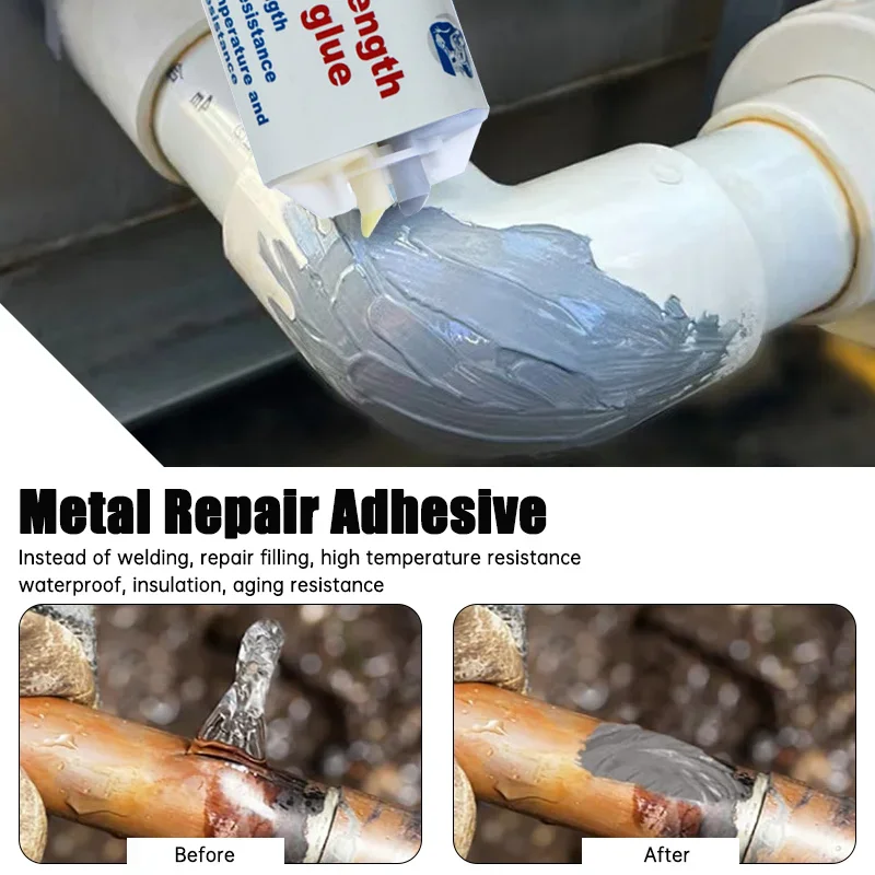 Ab-Type All-In-One Glue, Industrial-Grade Casting Glue, Two-Component Ab Glue, Waterproof, Oil-Resistant, Corrosion-Resistant, for Repairing Damaged Metal Castings, Can Be Polished, Drilled, and Used for Cold Welding, Super Glue Stick, Metal Repair, Sealant, Pipes, Exhaust Pipes, Roofs