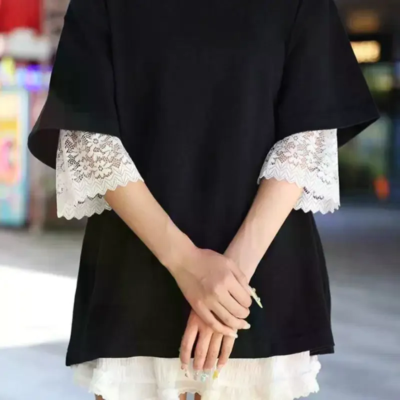 Soft Lace Sleeves Elastic Wrist Breathable Decorative Cuffs Solid Color Mesh Bell Sleeves For Casual Outfits