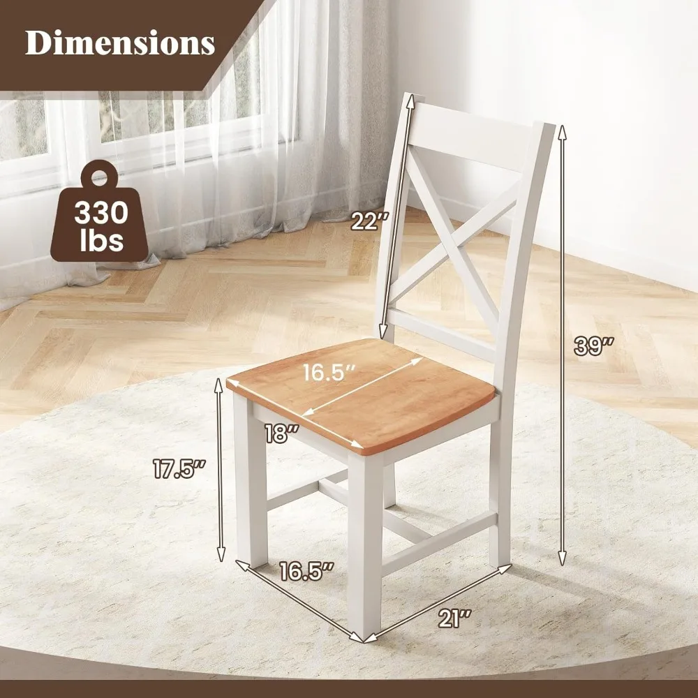 مجموعة من 4 كراسي لتناول الطعام على طراز المزرعة من Giantex، تصميم خلفي عالي متقاطع، خشب مطاطي، كراسي بذراعين للمطبخ الحديث #3