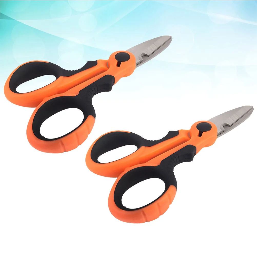 

2pcs Anti-bite Thread Scissors Stainless Steel TPE Handle Fishing Tools Compact Portable Safe Practical Accessories