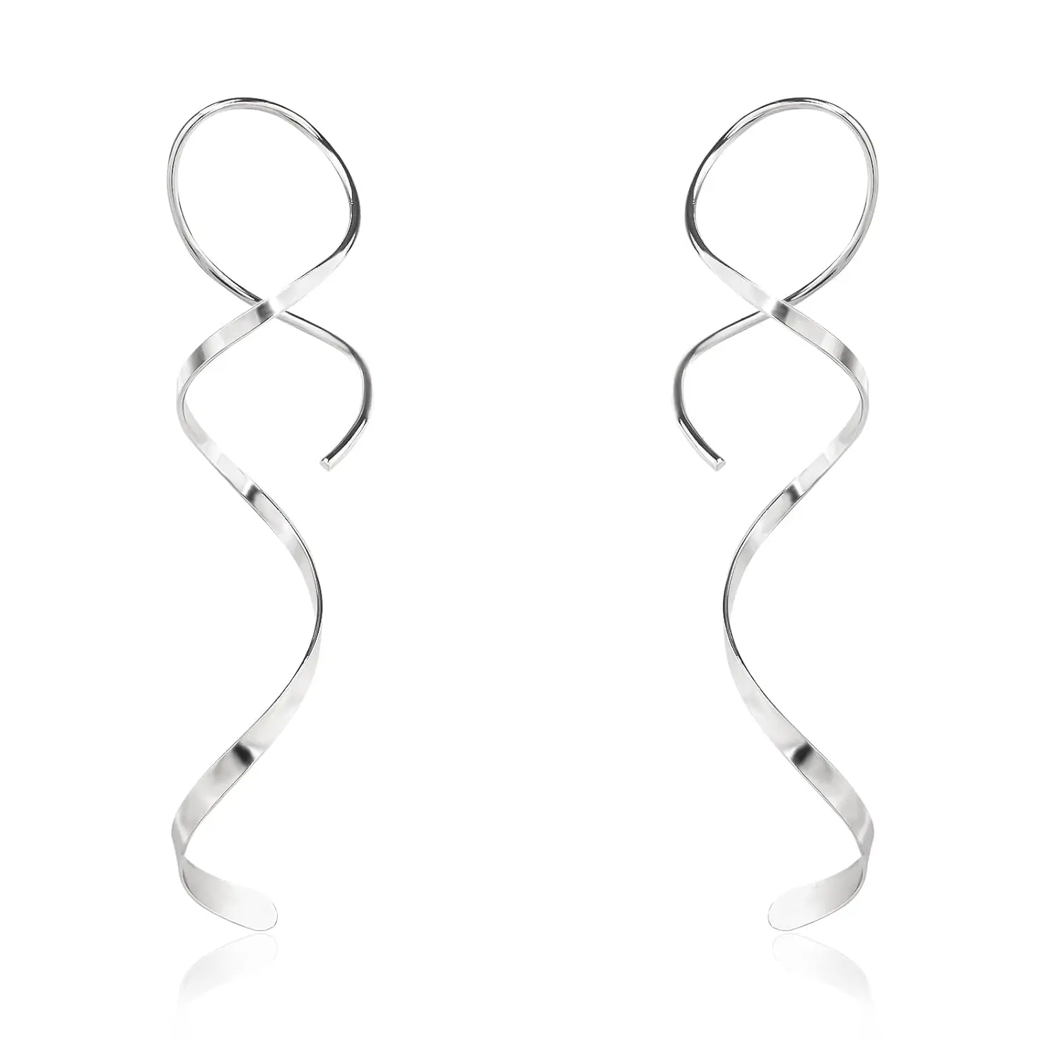 

Handmade 925 Sterling Silver Spiral Threader Earring Hypoallergenic Twisted Curved Drop Dangle Earrings for Women Trendy Fashion