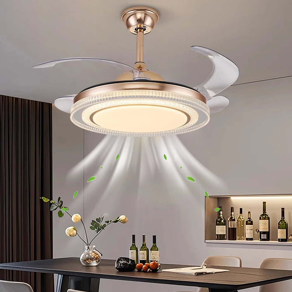 Ceiling LED Ceiling Fan Light, Invisible Fan Blades, 220V for Bedroom, Living Room, Dining Room, Study,ventilation Pendant Light