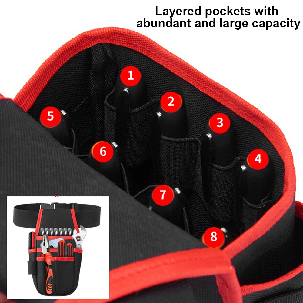 Multiple Pocket Tool Waist Pack Waterproof Holster Power Tool Electrician Toolkit Drill Waist Bag Screwdriver Hardware Organizer