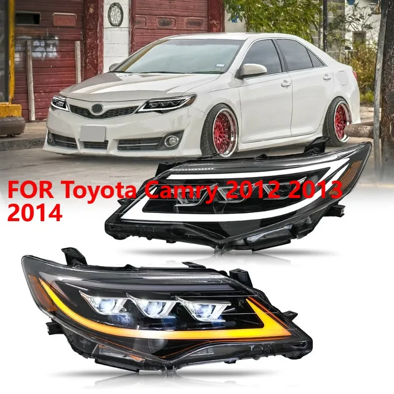 

1 пара светодиодных фар проектора для Toyota Camry 2012-2014, фара DRL в сборе