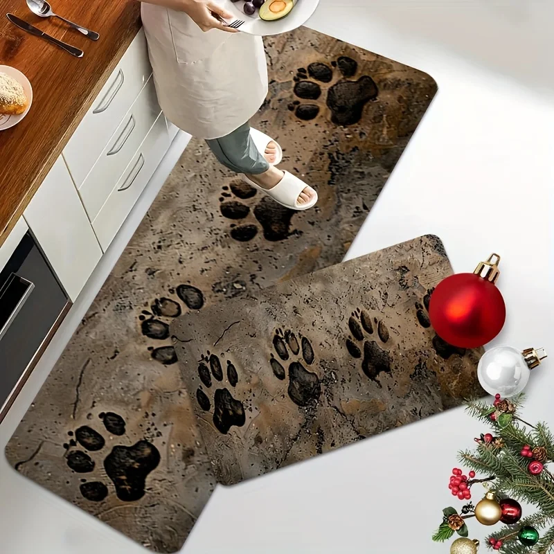 Make Old Dog Paw Print Carpet Pet Footprints Kitchen Sink Long Carpet Door Mat Farmhouse Bedroom Living Room Entrance Doormat
