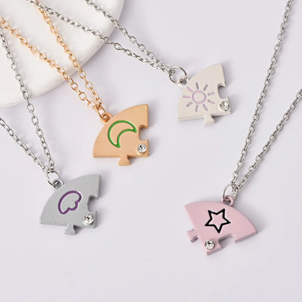 4pcs/set Rhinestone Best Friends Forever Necklace Jewelry Set Colorful Jigsaw BFF Necklace Necklace Combination Splicing