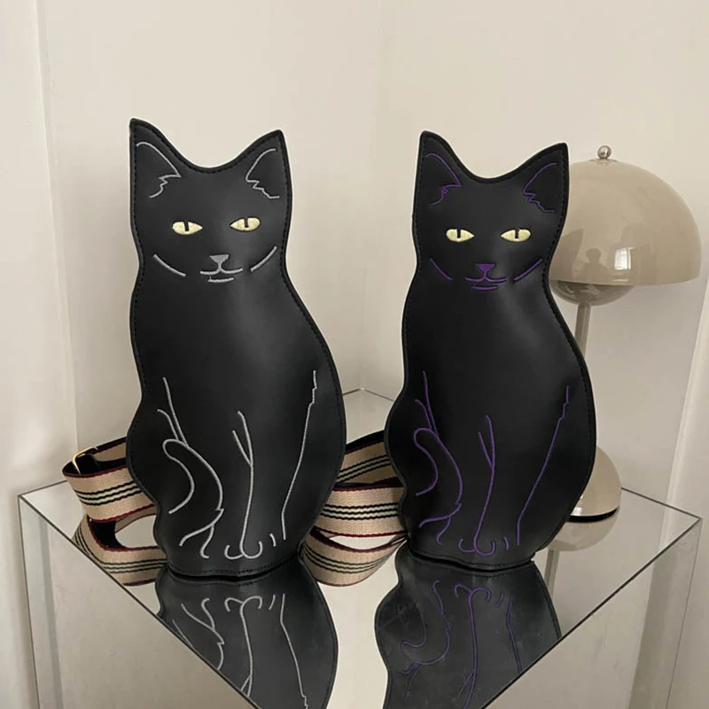 

2025 New Novelty Cat Shape Crossbody Female Bag Cute Zipper Fashion Ladies Waist Bag Shoulder Bags Vintage Chest Waist Women Bag